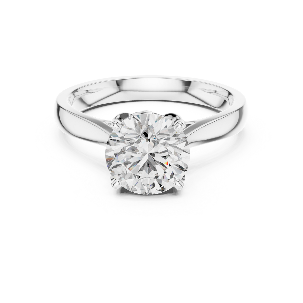 Round Cathedral Moissanite Solitaire Ring in white 925 sterling silver, view 4