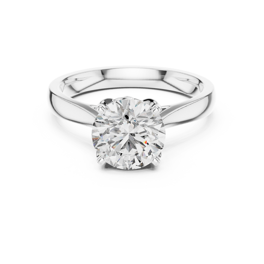Round Cathedral Moissanite Solitaire Ring in white 925 sterling silver, view 4