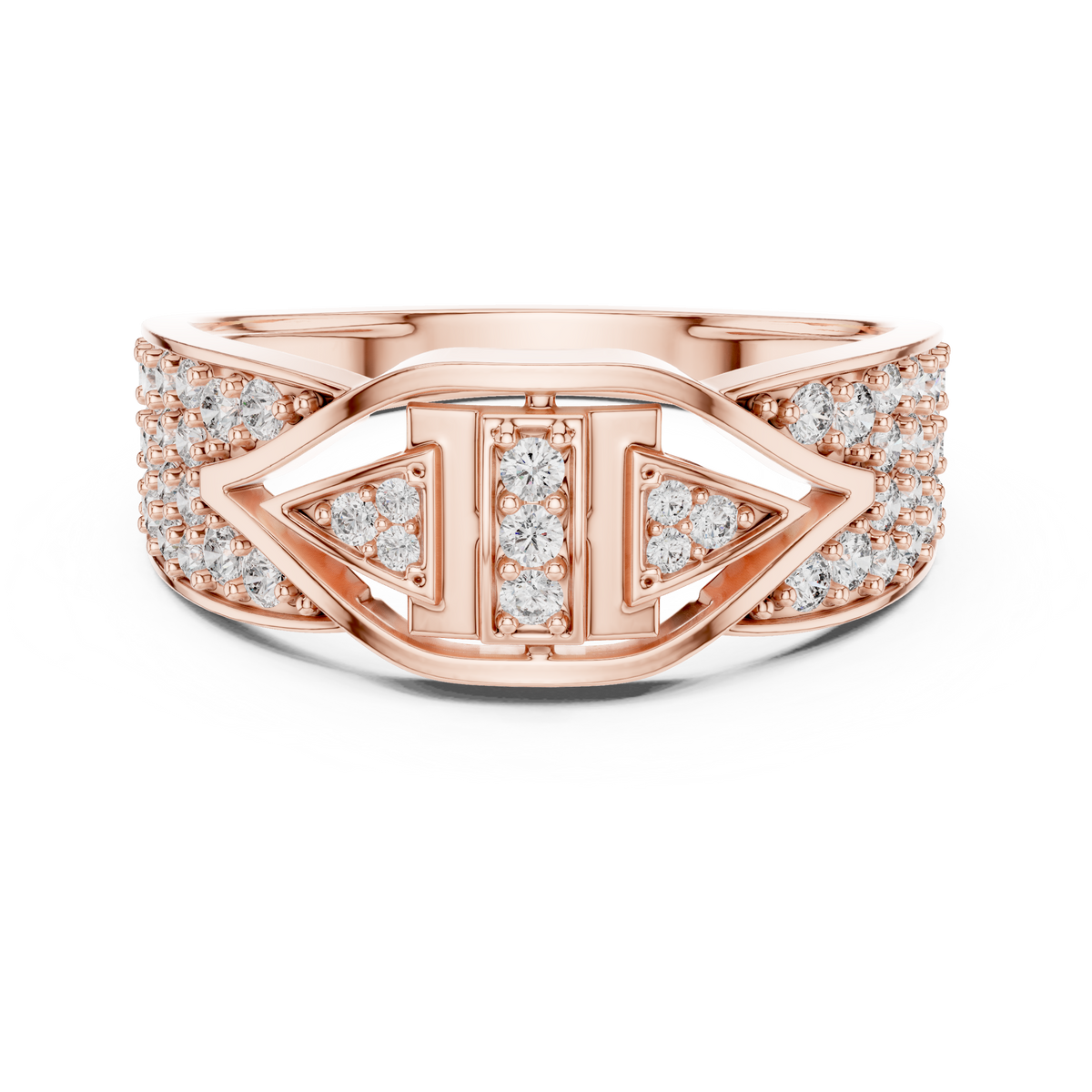 Geometric Eye Pavé Moissanite Statement Band in rose 925 sterling silver, view 4