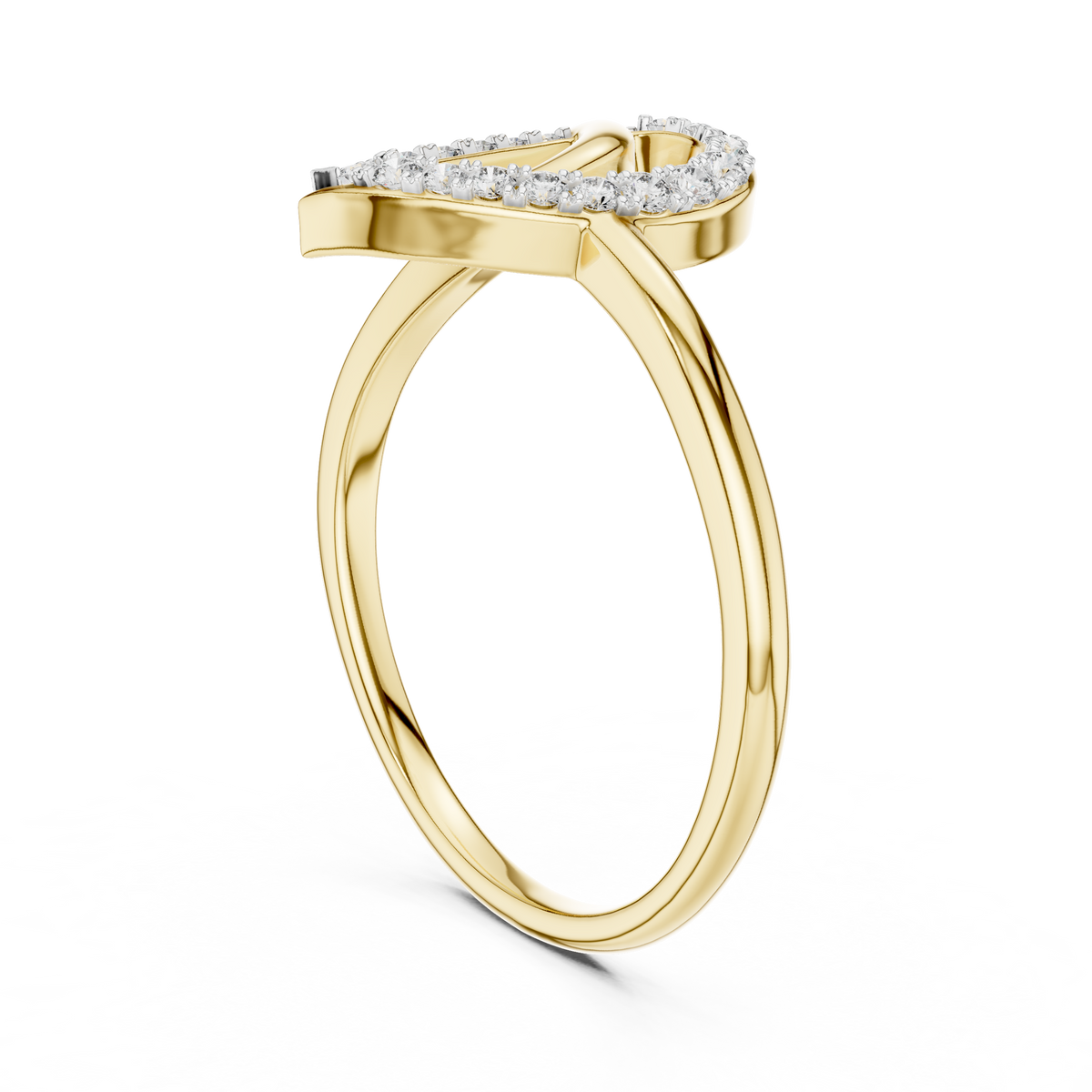 Asymmetric Pavé Heart Moissanite Ring in yellow 925 sterling silver, view 1