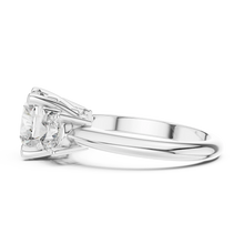 Round Three Stone Moissanite Statement Ring in white 925 sterling silver, view 3