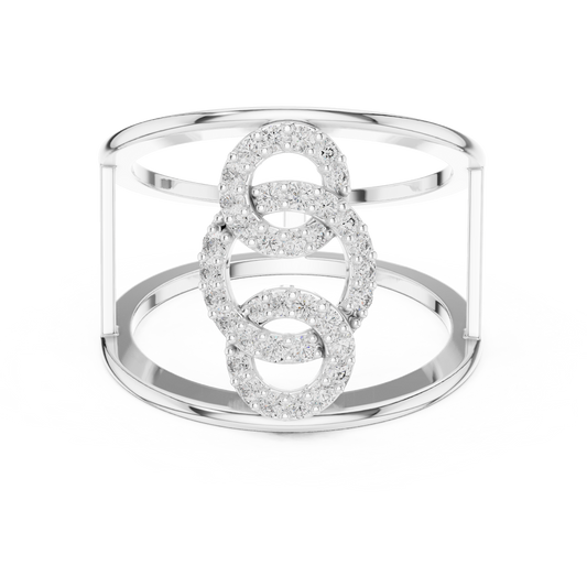 Interlocking Circles Cage Moissanite Ring in white 925 sterling silver, view 4