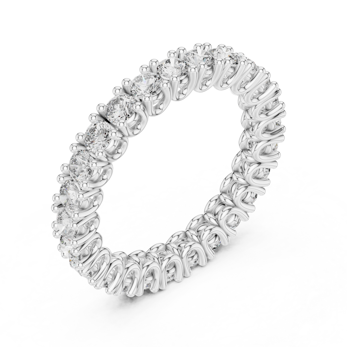 Full Eternity Moissanite Band in white 925 sterling silver, view 2