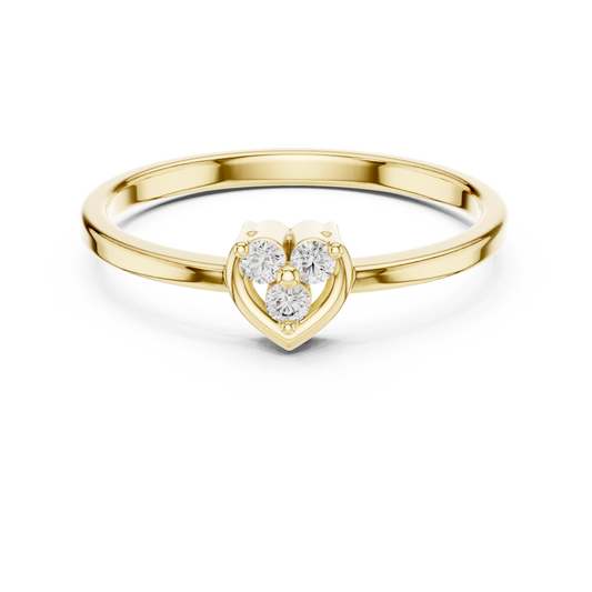 Open Heart Cluster Moissanite Ring in yellow 925 sterling silver, view 4