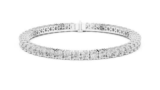 Round Four Prong Moissanite Tennis Bracelet in white 925 sterling silver, view 1