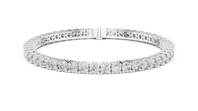 Round Four Prong Moissanite Tennis Bracelet in white 925 sterling silver, view 1