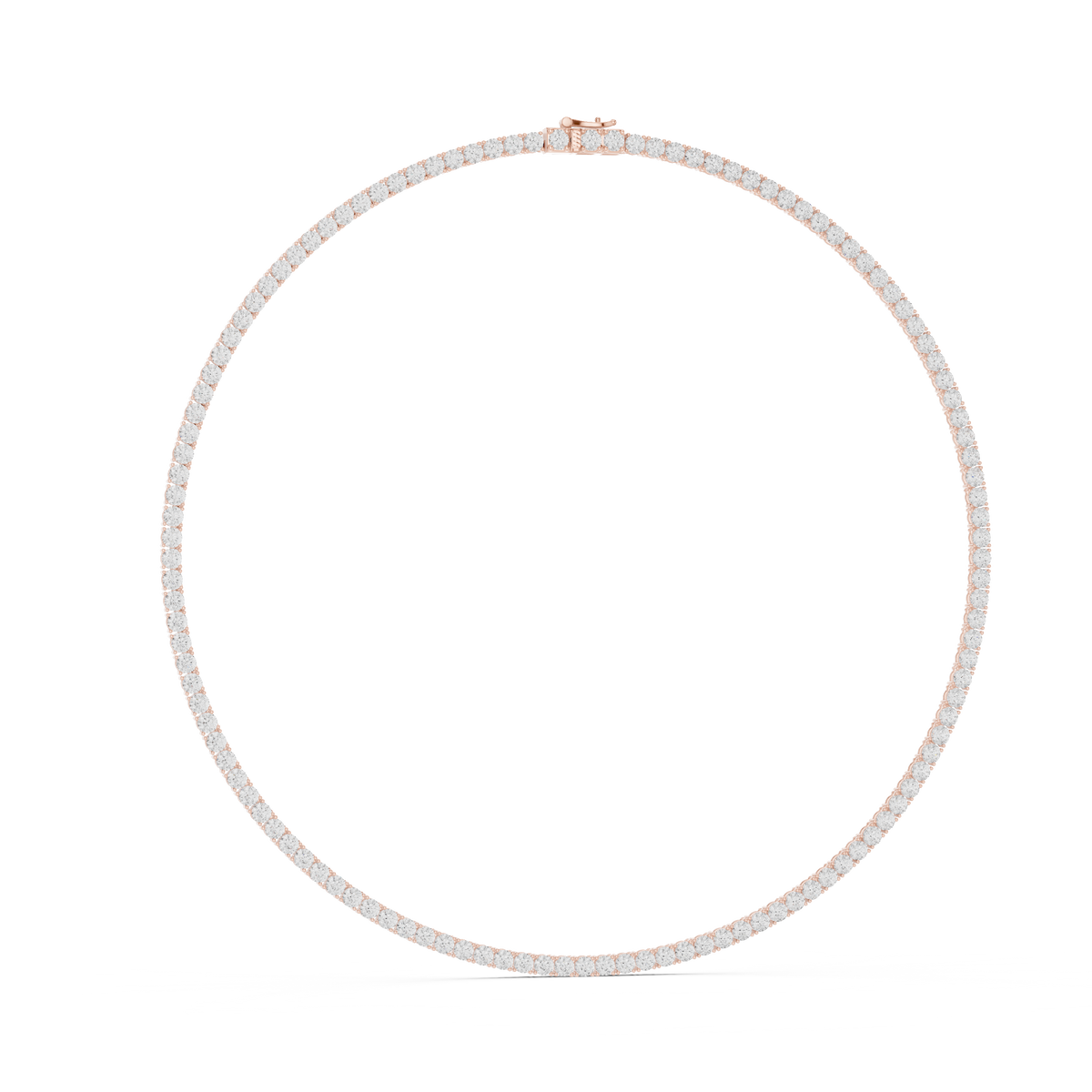 4mm Round Tennis Necklace in rose 925 sterling silver, view 1