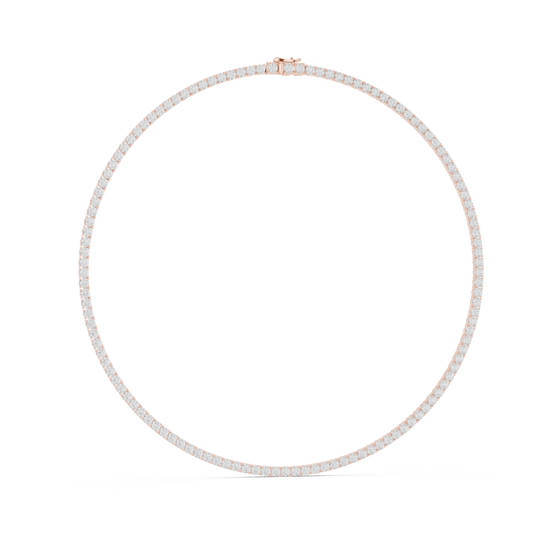 4mm Round Tennis Necklace in rose 925 sterling silver, view 1