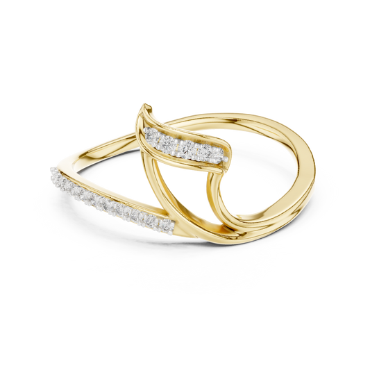 Ribbon Wave Bypass Moissanite Ring in yellow 925 sterling silver, view 4