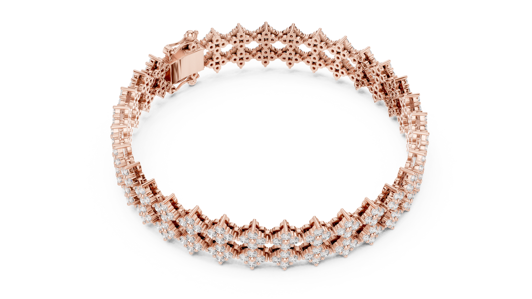 Cross Cluster Moissanite Tennis Bracelet in rose 925 sterling silver, view 3