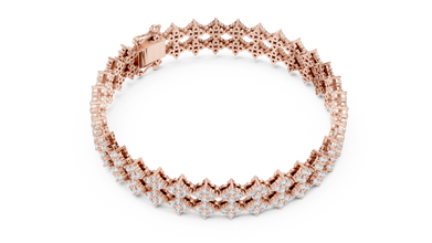 Cross Cluster Moissanite Tennis Bracelet in rose 925 sterling silver, view 3