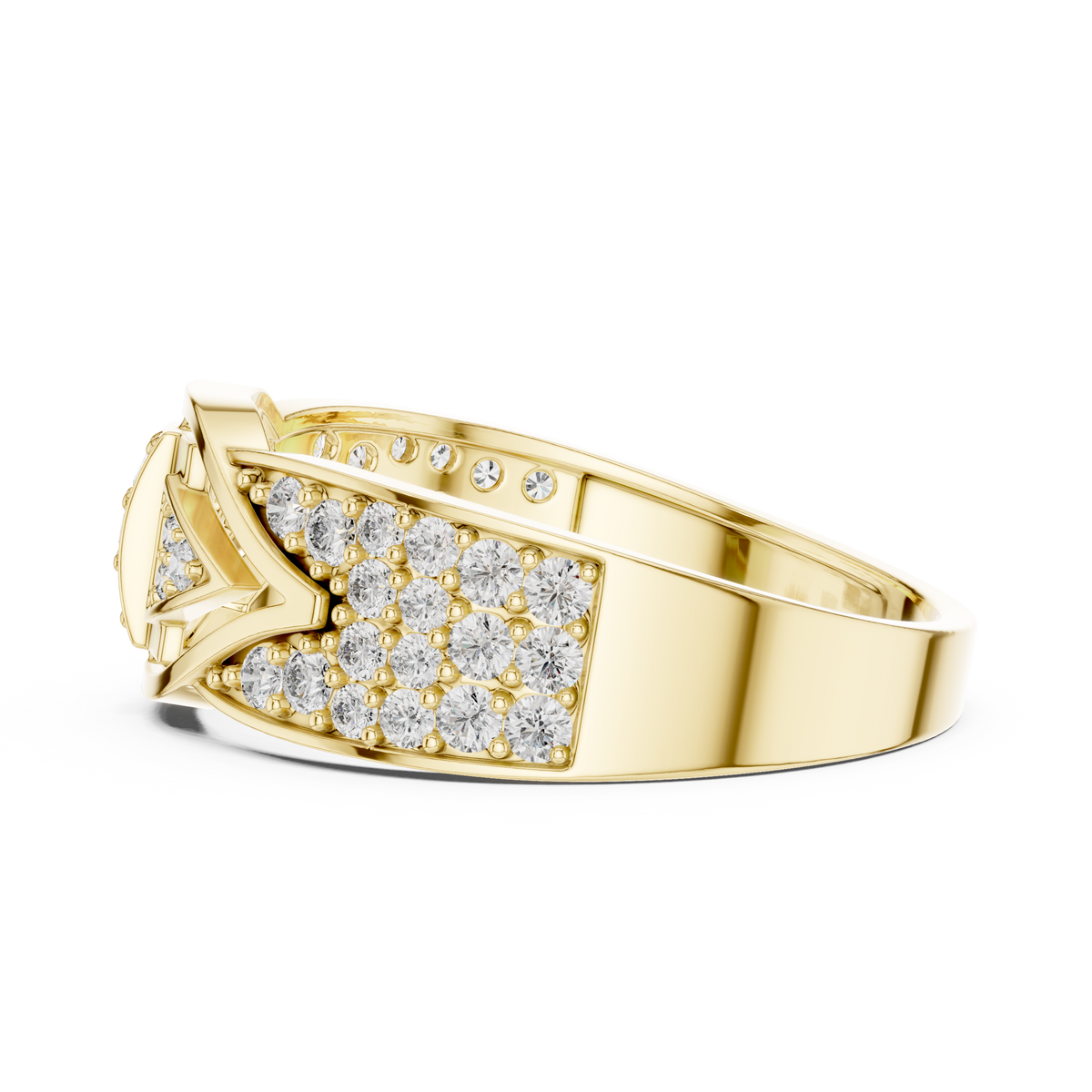 Geometric Eye Pavé Moissanite Statement Band in yellow 925 sterling silver, view 3