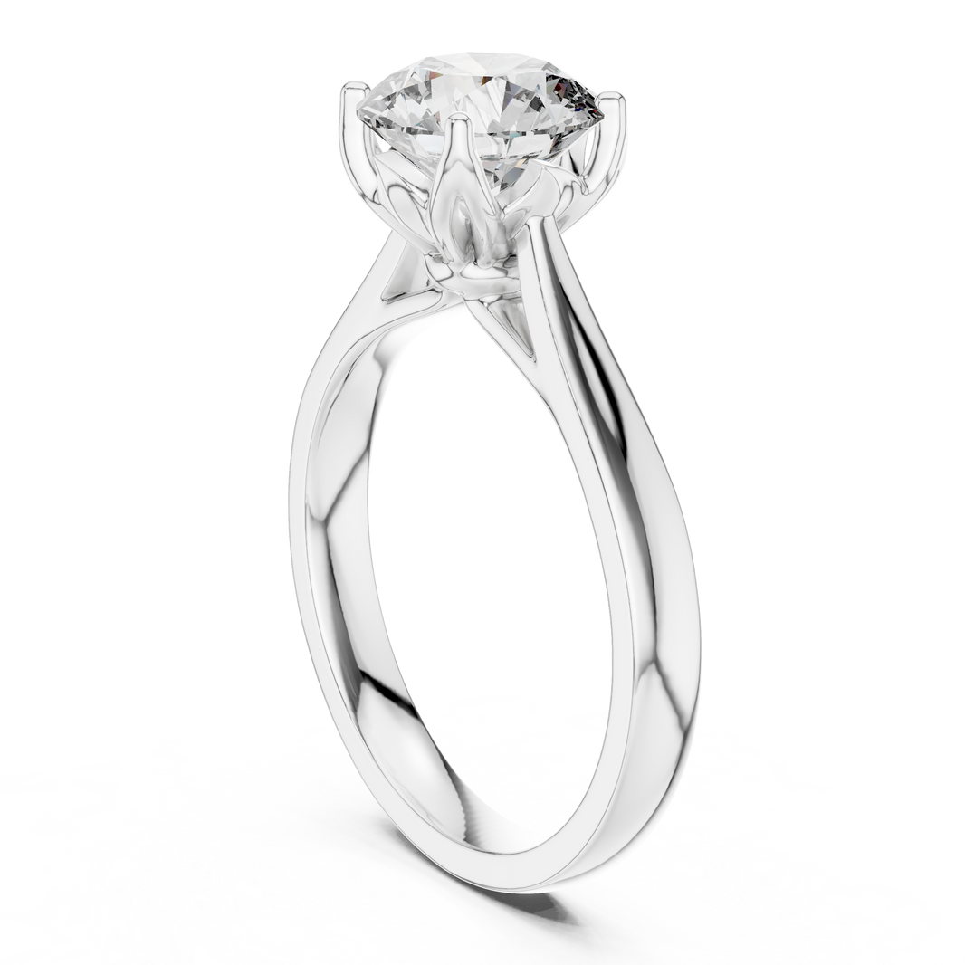 Round Cathedral Moissanite Solitaire Ring in white 925 sterling silver, view 1