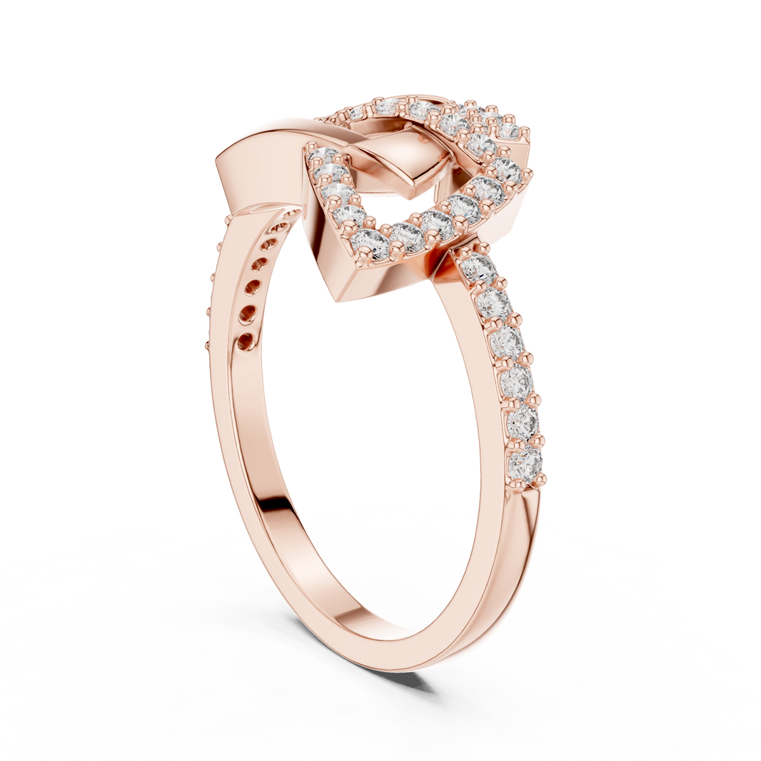Interlocking Triangle Pavé Moissanite Ring in rose 925 sterling silver, view 1