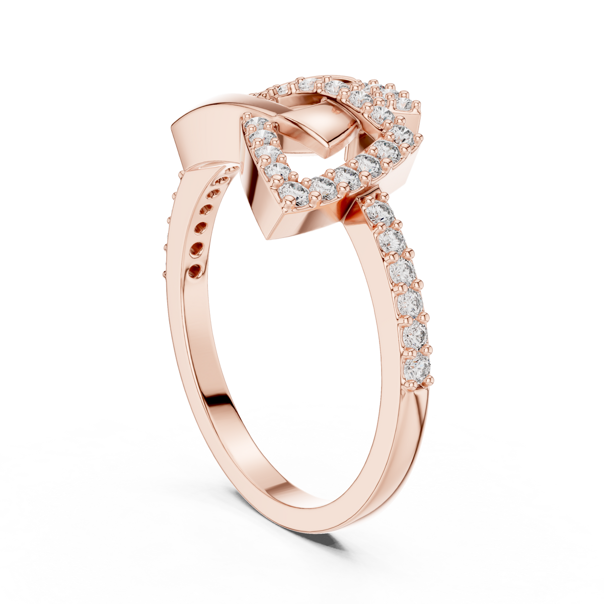 Interlocking Triangle Pavé Moissanite Ring in rose 925 sterling silver, view 1