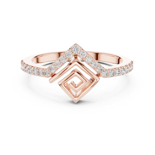Pavé Chevron Square Spiral Moissanite Ring in rose 925 sterling silver, view 4