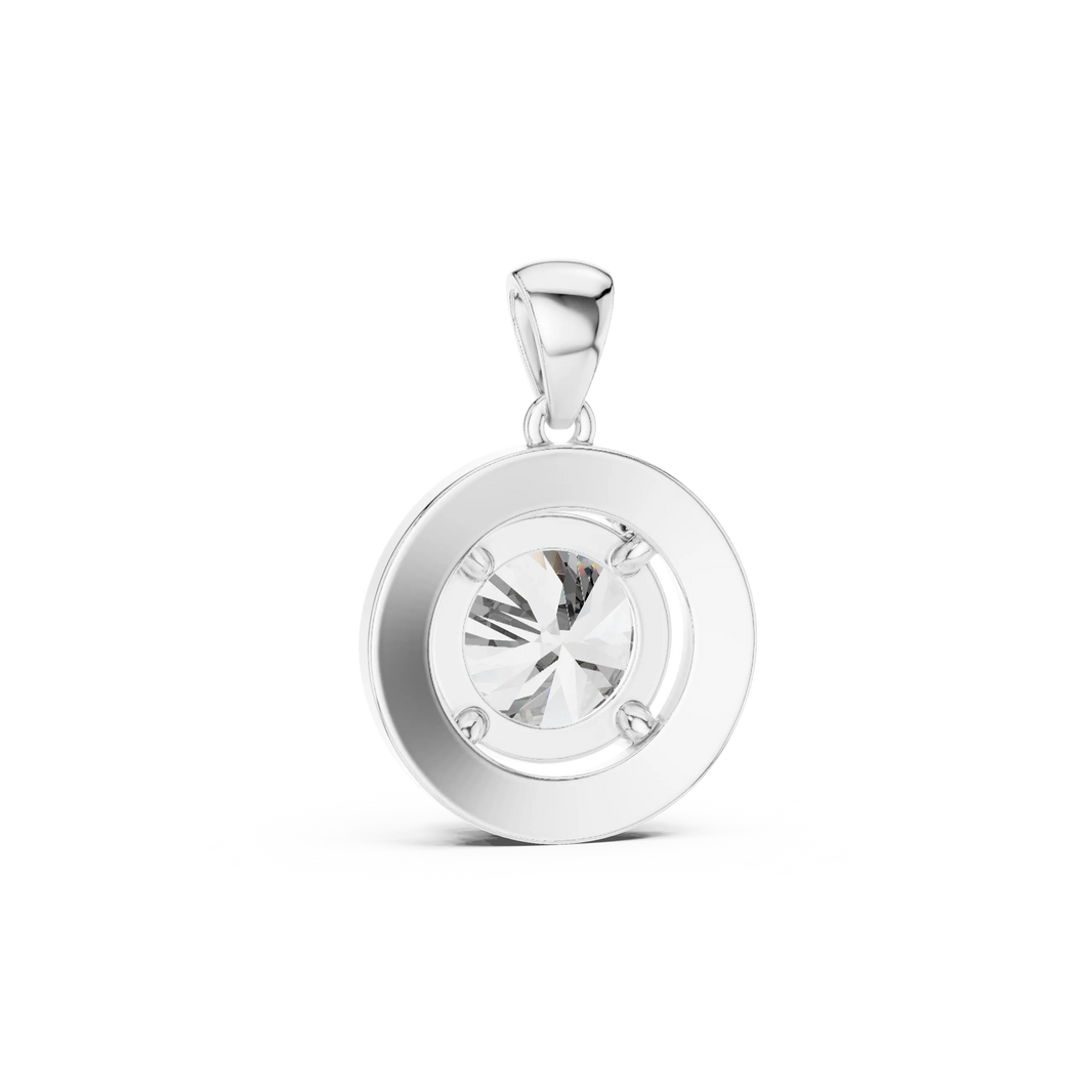 Large Round Halo Moissanite Pendant in white 925 sterling silver, view 4