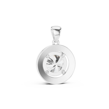 Large Round Halo Moissanite Pendant in white 925 sterling silver, view 4