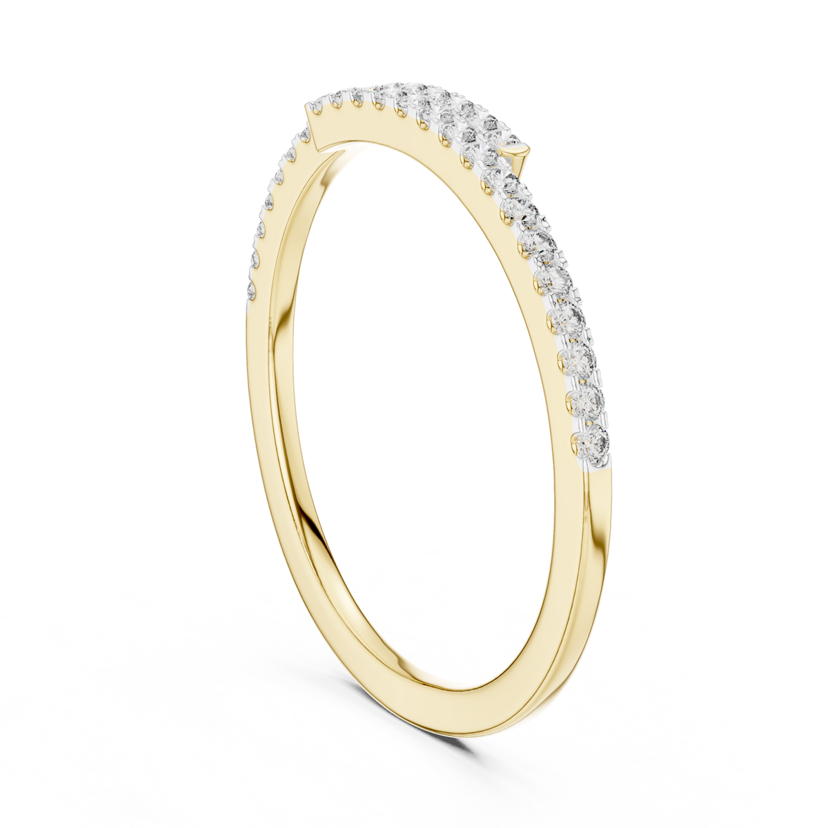 Open Bypass Pavé Moissanite Band in yellow 925 sterling silver, view 1