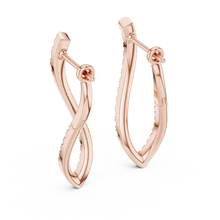 Moissanite twisted pave hoop earrings in rose 925 sterling silver, view 3