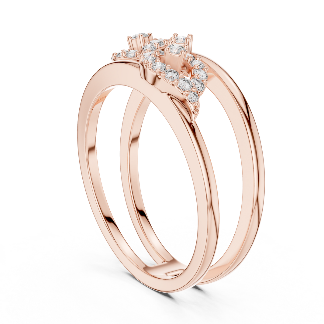 Pavé Infinity Loop Double Band Moissanite Ring in rose 925 sterling silver, view 1
