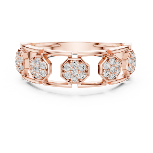 Octagon Cluster Station Moissanite Band in rose 925 sterling silver, view 4