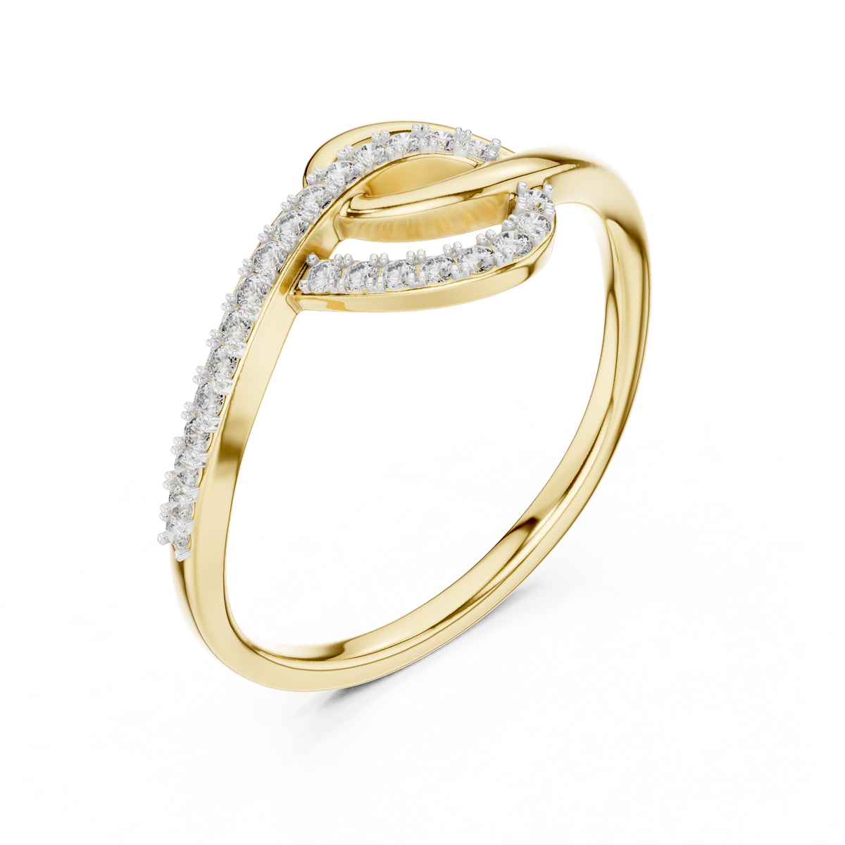 Swirl Loop Bypass Moissanite Ring in yellow 925 sterling silver, view 2