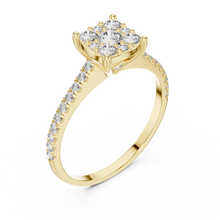 Round Cluster Moissanite Engagement Ring with Pavé Band in yellow 925 sterling silver, view 2