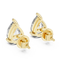 Pear moissanite stud earrings in yellow 925 sterling silver, view 3