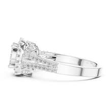 Round Cluster Halo Moissanite Ring with Split Pavé Shank in white 925 sterling silver, view 3