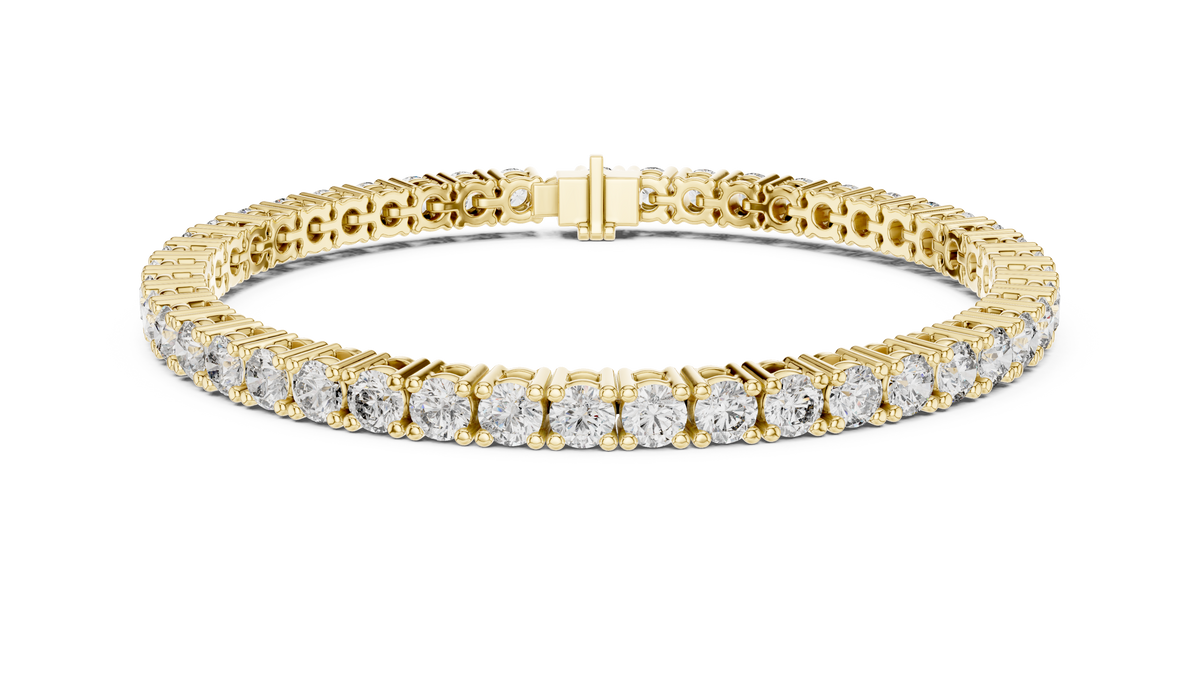 3.5 mm Round Moissanite Tennis Bracelet in yellow 925 sterling silver, view 1