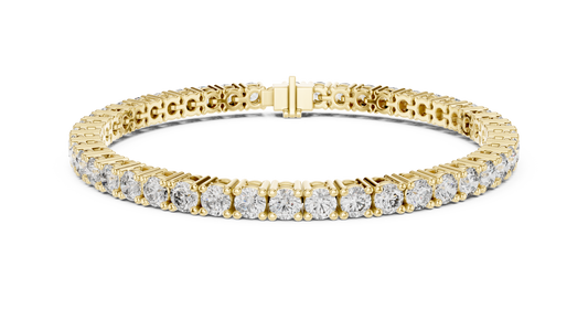 3.5 mm Round Moissanite Tennis Bracelet in yellow 925 sterling silver, view 1