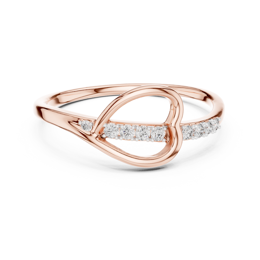 Sideways Open Heart Moissanite Ring in rose 925 sterling silver, view 4