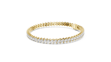 Marquise Moissanite Tennis Bracelet in yellow 925 sterling silver, view 2