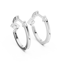 Moissanite V huggie hoop earrings in white 925 sterling silver, view 3