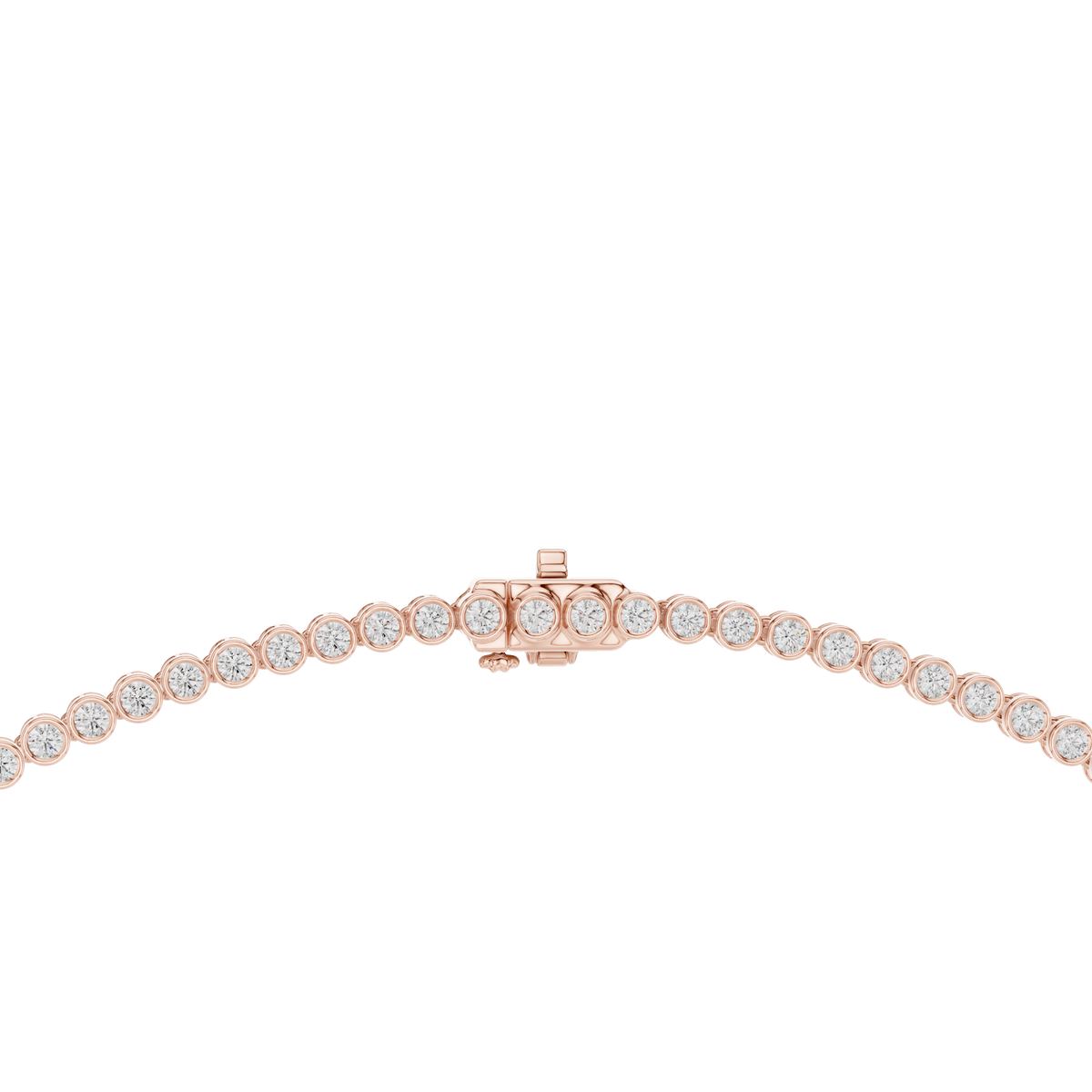 Graduated Bezel Round Necklace in rose 925 sterling silver, view 4