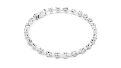 Mixed Shape Moissanite Tennis Bracelet in white 925 sterling silver, view 3