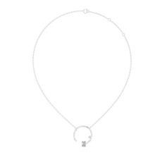 Open Circle Emerald Cut Moissanite Pendant in white 925 sterling silver, view 1