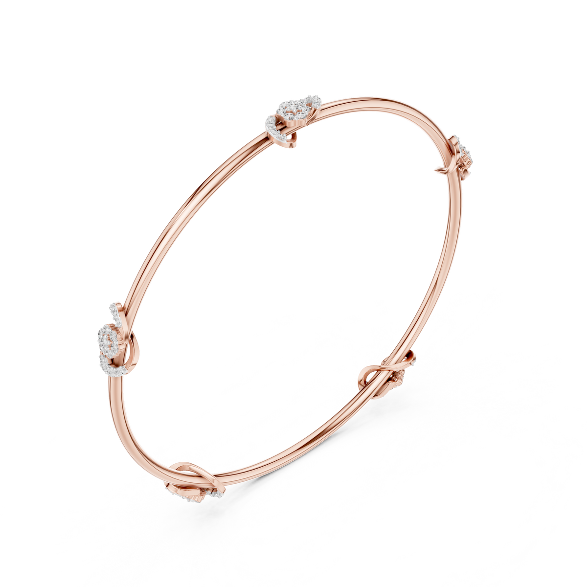 Petite Cluster Station Moissanite Bangle in rose 925 sterling silver, view 2