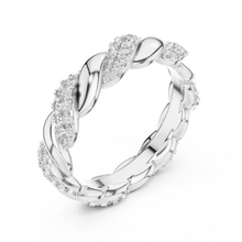 Twisted Rope Pavé Moissanite Eternity Band in white 925 sterling silver, view 2