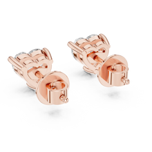 Heart moissanite stud earrings in rose 925 sterling silver, view 3