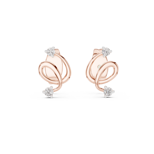 Moissanite Swirl Stud Earrings in rose 925 sterling silver, view 4