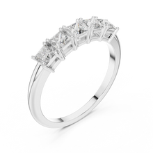 Five Stone Princess Cut Moissanite Band in white 925 sterling silver, view 2