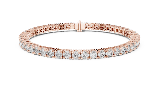 Round Four Prong Moissanite Tennis Bracelet in rose 925 sterling silver, view 1