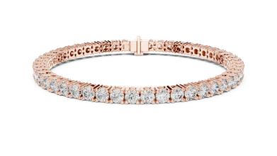 Round Four Prong Moissanite Tennis Bracelet in rose 925 sterling silver, view 1