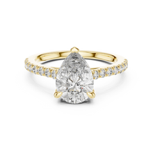 Pear Moissanite Engagement Ring with Pavé Band in yellow 925 sterling silver, view 4