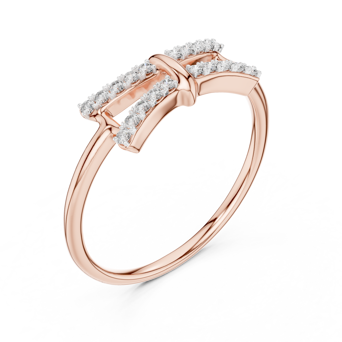 Double Bar Pavé Moissanite Ring in rose 925 sterling silver, view 2