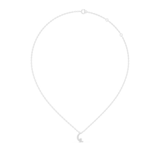 Pavé Crescent Moon Moissanite Pendant in white 925 sterling silver, view 1