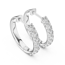 Moissanite huggie hoop earrings in white 925 sterling silver, view 2