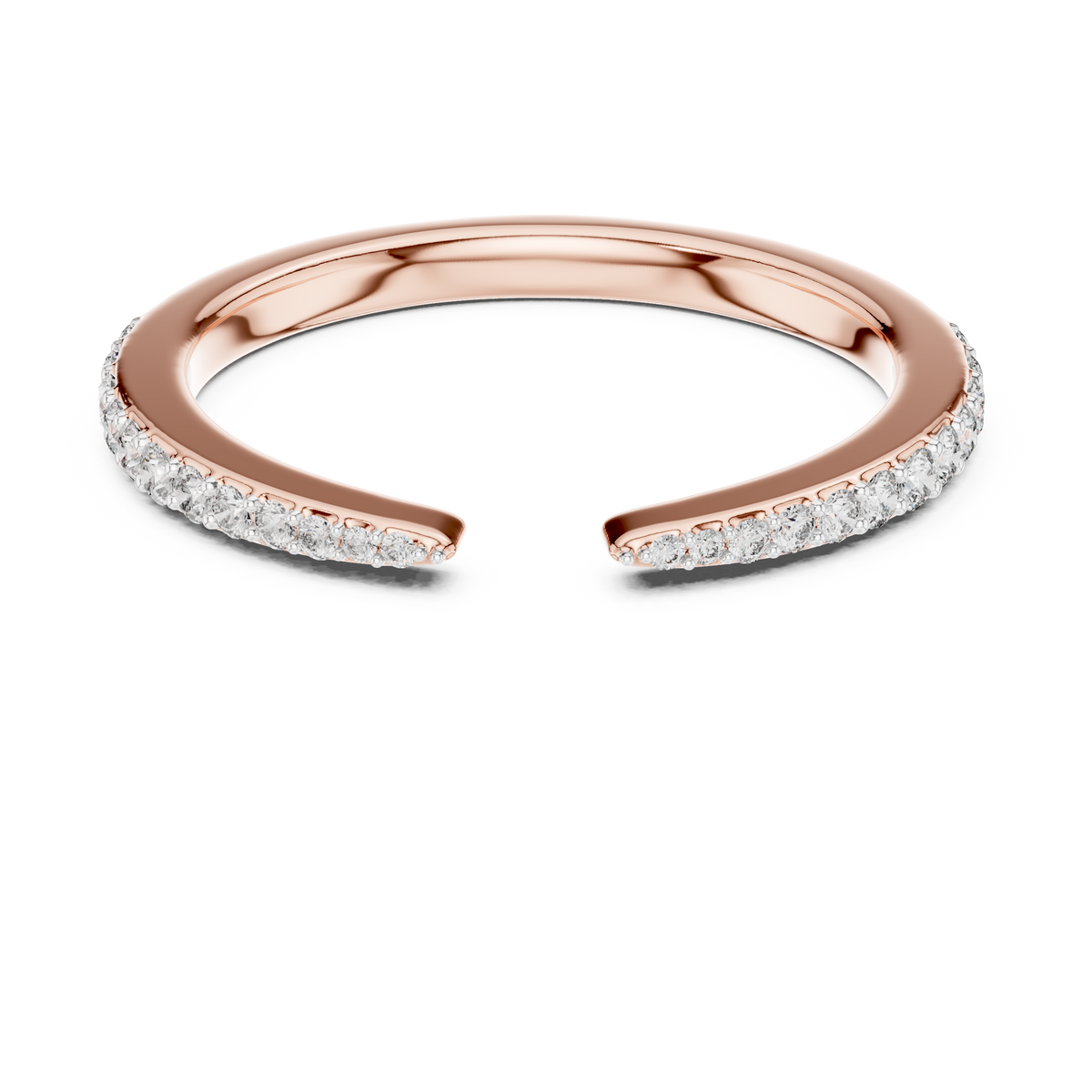 Open Cuff Pavé Moissanite Ring in rose 925 sterling silver, view 4